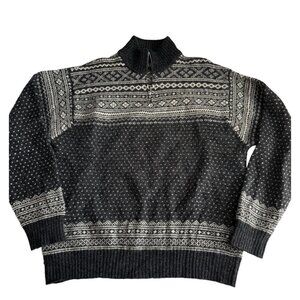 VTG GAP Unisex Sweater 2X Shetland Wool Fair Isle Mock Neck Collar